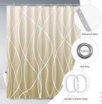 Punkray Ombre Khaki Beige Ivory Shower Curtain for Bathroom with Hooks, Stripe Bath Curtains Decorative Shower Curtains Water Repellent Washable, 72 x 72