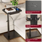 IBUYKE C Shaped Side Table, Angle Adjustable, 360° Swivel Height Adjustable End Table for Small Spaces, for Phone Computer & Tablet, Modern Small Coffee Snack Table for Sofa/Bed, Black UTVT004B