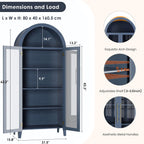 IDEALHOUSE Arched Kitchen Pantry Storage Cabinet - Farmhouse 5-Tier Display Shelf with 2 Large Glass Doors and Adjustable Shelf, Versatile Cupboard for Kitchen, Dining Room, Living Room, Night Blue