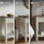 Signature Design by Ashley Bolanburg Farmhouse Sofa Console Table, White | Two-tone wood console, 22-inch deep storage, 2 smooth drawers, Made of veneers, wood and engineered wood