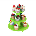3-Tier Cupcake Stand, Cake Stand holder, Tiered DIY Cupcake Stand Tower for Dessert Table Displays, Birthday Theme Party Favors Decoration, Floral Tea Party, 12" W x 12.8" H, Green