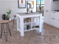 Kitchen Island with Four Legs and Three Shelves