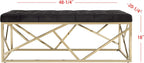 Safavieh Home Farah 48-inch Glam Black and Brass Tufted Rectangular Bench