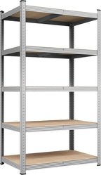 Yaheetech Standing Shelf Units, 5 Tier Storage Shelf, Heavy Duty Shelving, Adjustable Garage Shelves, Utility Rack Shelf Unit, Basement Warehouse Shed, 35.5" Wx 16" D x 71" H - Silver