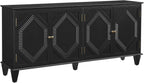 KEIKI 65.2" Mid Century Modern Sideboard Buffet Cabinet with Storage, Walnut Credenza Console Table with Adjustable Shelf, Farmhouse Coffee Bar Wine Cabinet for Living Room, Entryway, Kitchen, Black