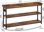 IRONCK Console Table with Power Outlet, One Piece Top, Sofa Table 55" | Entryway Table with Storage, Narrow Hallway Table for Entryway, Living Room, Foyer, Height Adjustable, Easy Assembly