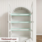 72" Tall Arched Kitchen Pantry Cabinet,Wood Arched Bookshelf with 2 Doors, 2 Drawers, Adjustable Shelves,Versatile Sideboard Buffet for Dining & Living Room,White