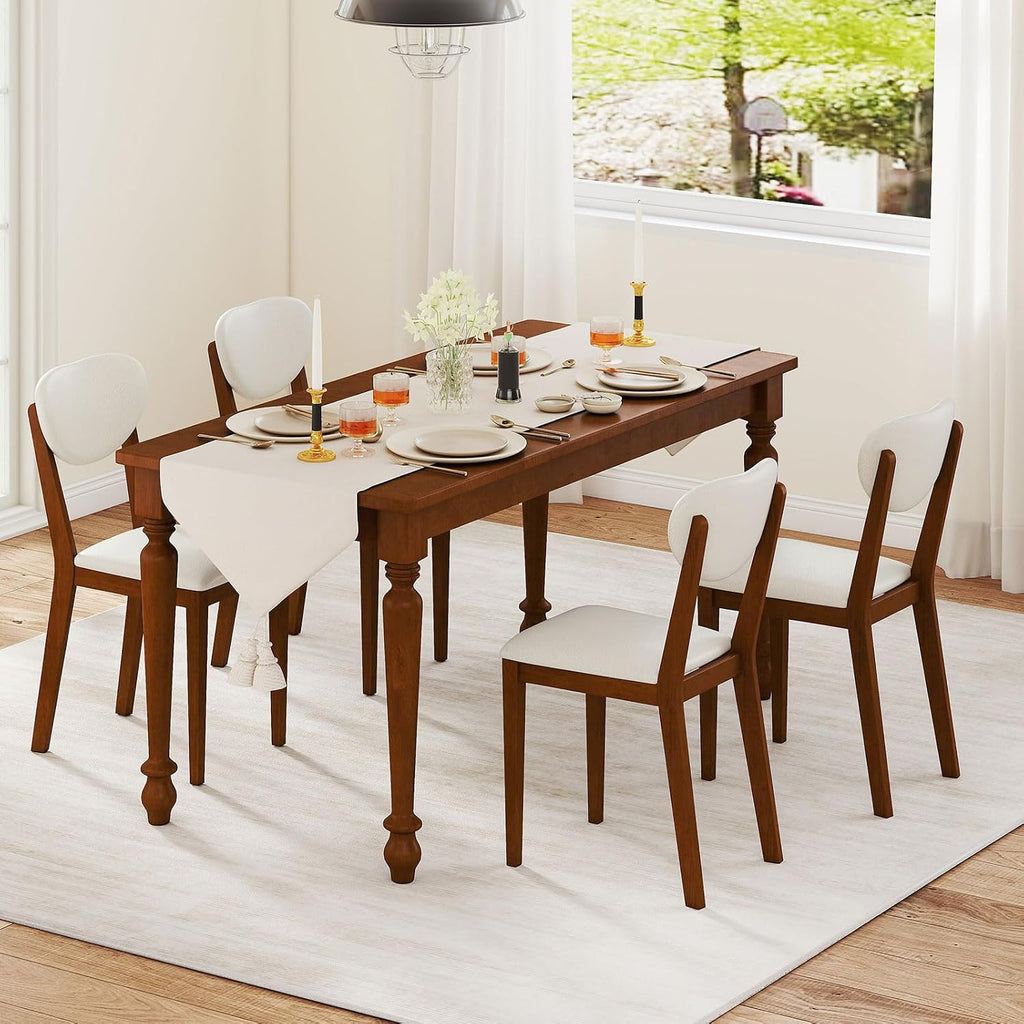 Giantex Sherpa Dining Chairs Set of 4, Modern Kitchen Chair w/Rubber Wood Legs, Padded Seat & Backrest, Armless Accent Side Chairs for Living Room, Dining Room, Restaurant