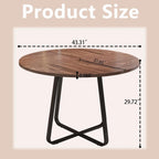 43.31'' Round Dining Table, Wood Kitchen Table with Metal X-Shaped Base, Kitchen Dining Room Circle Dinner Pedestal Table, Space Saving Industrial Circle Coffee Table for Home Living Room Furniture