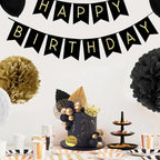 Balls Cake Toppers Crown Tiara Cake Topper Happy Birthday Cake Decorations for Birthday Boho Wedding Baby Shower Party Decorations (Black Gold)