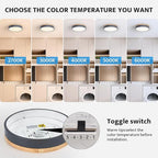 Modern Dimmable LED Close to Ceiling Light Minimalist Wood Oak Flush Mount Ceiling Light Fixture with Lampshade for Bedroom Living Room Bathroom Laundry Room (Grey-Dimmable, 11.8''/30cm)