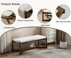 CIMOTA 49 Inch Modern Entryway Bench, Upholstered Bedroom Bench with Solid Wood Frame, Y-Shaped Foot, Comfy Ottoman for Bedroom End of Bed/Hallway/Living Room/Indoor, Linen Beige