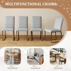 Hommoo Dining Chairs Set of 4, Faux Leather Upholstered Kitchen Chairs, Padded Seat Armless Dining Room Chair with Metal Leg, Modern Dinner Chair for Restaurant Living Room Grey