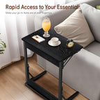 Tatub 24" TV Tray Table Set of 4, Folding C Shaped End Table, Small Sofa Side Laptop Desk for Living Room, Bedroom, Black