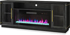 BELLEZE 74" Extra Large TV Stand for TVs Up to 85", Media Console Table with 42" Electric Fireplace Heater, Entertainment Center with Storage Cabinets for Living Room - Black Ebony