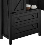 DWVO Farmhouse Kitchen Pantry Cabinet, 64.5" Tall Storage Cabinet with 2 Drawers and Adjustable Shelves, Versatile Storage for Living Room, Dining Room or Hallway, Oak Black