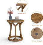 Round Side Table, Farmhouse End Table for Small Spaces, Accent Table for Living Room, Bedroom, Home Office (Brown, 1-Pack)