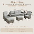 CAODOC 6 Pieces PE Wicker Patio Furniture Set, Outdoor Sectional Sofa with Swivel Chairs, Modern Rattan Conversation Set for Yard, Garden, Lawn, Deck, and Backyard