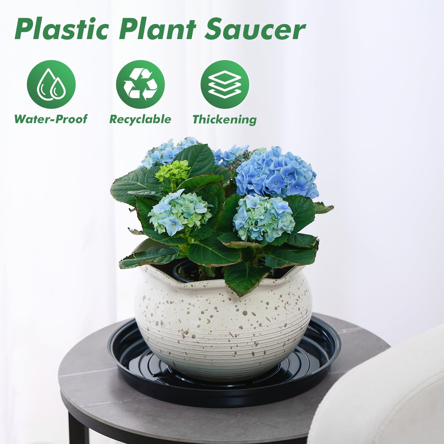20 Pack 6 Inch Plant Saucer, Black Plant Saucers for Indoors No Holes, Plastic Plant Saucer for Plant Pots Plant Water Catcher Tray, Small Flower Pot Saucers Bulk Plant Drip Trays for Potted Plants