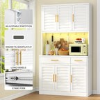 71" Tall Kitchen Pantry Cabinet, Metal Storage Cabinet, with 6 Doors & 6 Adjustable Shelves & 2 Drawer,Cupboard for Bathroom, Dinning Room, Kitchen, White