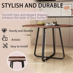 43.31'' Round Dining Table, Wood Kitchen Table with Metal X-Shaped Base, Kitchen Dining Room Circle Dinner Pedestal Table, Space Saving Industrial Circle Coffee Table for Home Living Room Furniture