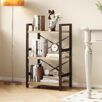 Homeiju Bookshelf, 3 Tier Industrial Bookcase, Metal Small Bookcase, Rustic Etagere Book Shelf Storage Organizer for Living Room, Bedroom, and Home Office(Light Coffee) Patent Pending D29873033