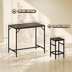 HOMCOM 5-Piece Industrial Dining Table Set, Bar Table Chair Set Black/Brown | 4 Stools Included, Space Saving, Pub & Kitchen