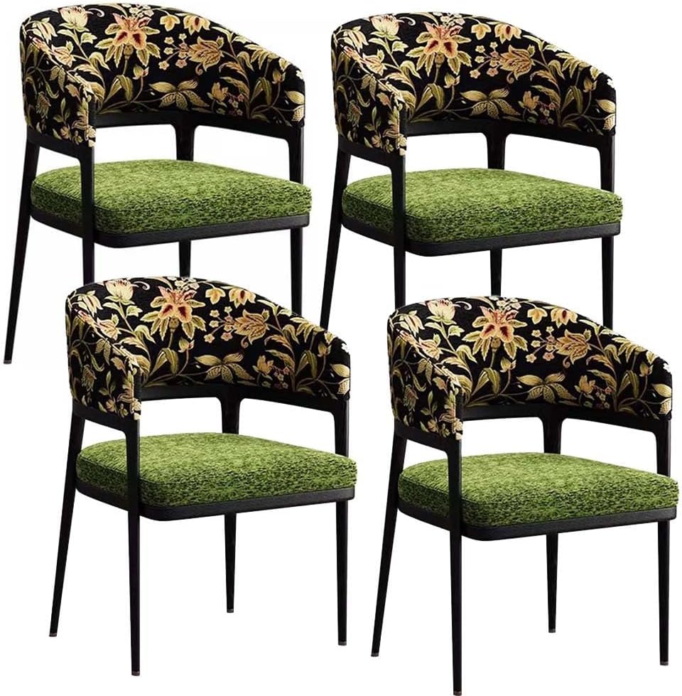 Etlegor Wooden Dining Chairs, Upholstered Armless Kitchen with Curved Back for Restaurant, Cafe, Living Room(Green,4PCS)
