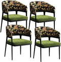 Etlegor Wooden Dining Chairs, Upholstered Armless Kitchen with Curved Back for Restaurant, Cafe, Living Room(Green,4PCS)