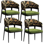Etlegor Wooden Dining Chairs, Upholstered Armless Kitchen with Curved Back for Restaurant, Cafe, Living Room(Green,4PCS)