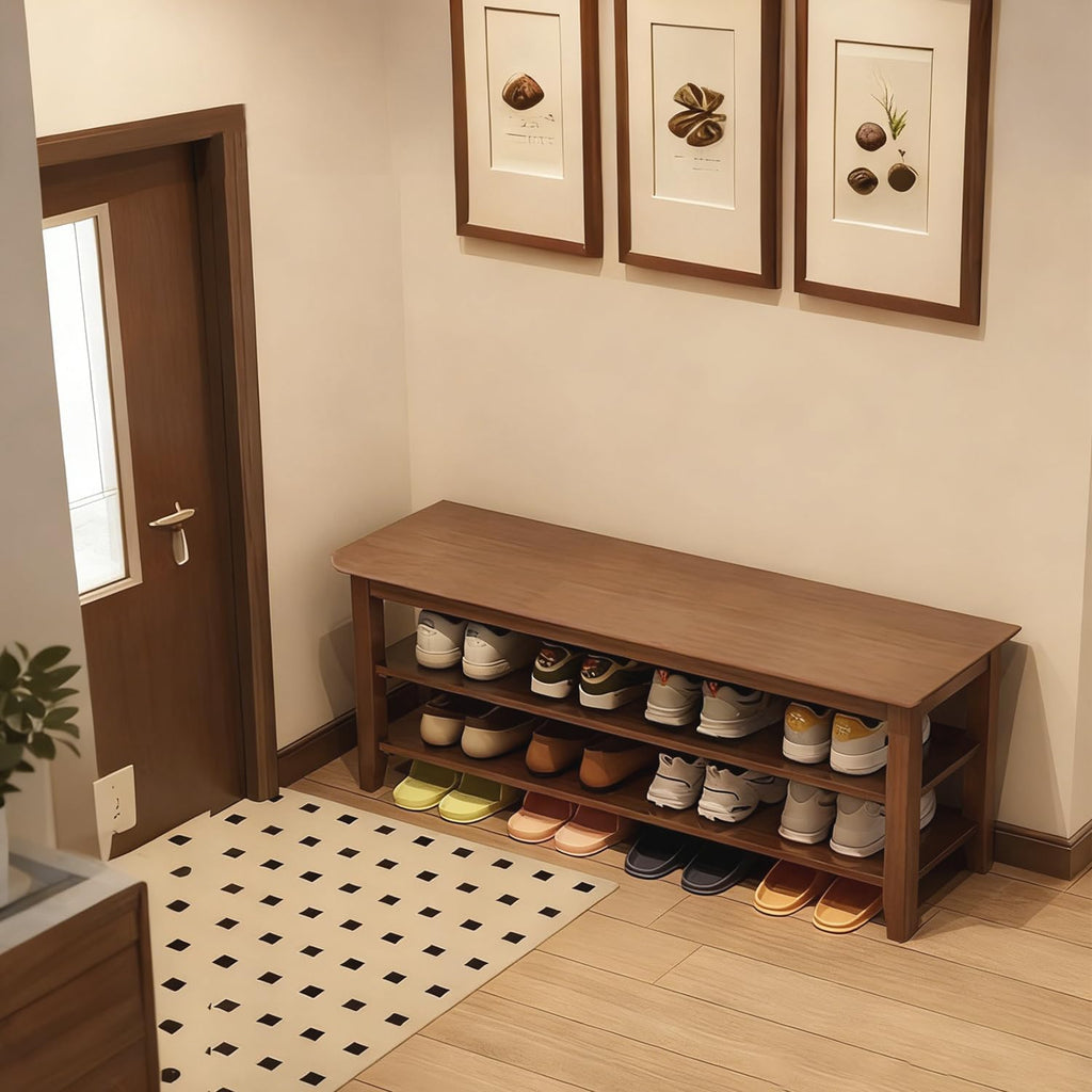 SOBIBO Shoe Rack Bench for Front Door Entrance, Solid Wood Shoe Bench for Closet, Entryway, Mudroom, Hallway, 39.4 inches