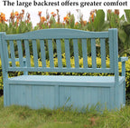 48.8in Wooden Outdoor Storage Bench with backrest, Patio Garden Bench 2-Seater, Weatherproof Storage Box Bench for Backyard, Porch, Terrace, Garden (Natural, Wood)
