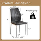 Black Dining Chairs Set of 6, Modern PU Leather Kitchen Chairs with Soft Cushion and Silver Chrome Metal Legs, Waterproof and Easy to Clean, Armless Dining Chairs for Dining Room,Kitchen