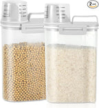 TBMax Rice Storage Container 2 Pack, Plastic Kitchen Pantry Food Storage Container with Cup, Small Pet Dog Cat Food Container Dispenser