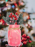 CNVOILA Christmas Centerpiece, Christmas Decor Mason Jars, Mantle Centerpiece Table Decorations, Holiday Table Centerpieces Bulk, Home Mantle Decor, Coffee Table Christmas Decor – 3PC