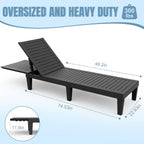 Lounge Chair Outdoor,Set of 2 All-Weather UV-Resistant & Waterproof Patio Lounge Chairs,High-Impact PP 5 Position Adjustable Tanning Chair,Heavy Duty Pool Lounge Chairs Great for Pool & Yard,Black