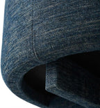 Blue Round Woven Fabric Upholstered Ottoman, 38 Inches, Lightweight, Stylish Outdoor Furniture for Patio, Garden, Balcony