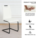 Henf Modern Dining Chairs Set of 2,Dining Room Chair Side Chairs with PU Leather Seat Black Metal Legs,Comfortable Dining Kitchen Chairs for Dining Room Living Room,White Armless Dining Chairs for 2