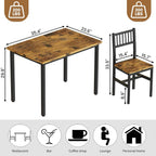3 Piece Dining Table Set for 2, Small Wooden Kitchen Table Set with Chairs, Space Saving Breakfast Nook Table and Chairs Set of 2, Modern Dinette Set for Dining Room, Apartment, Small Space, Brown