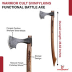 Armory Replicas™ Functional Two-Handed Scandinavian Battle Axe - Tempered High Carbon Steel Boar Formation Medieval Viking War Axe