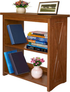 Rustic Bedside Table with Storage Shelf, Wood End Table for Bedroom & Living Room, Narrow Farmhouse Side Table, Modern Nightstand for Bedroom, Living Room and Office (Brown)