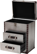 Baxton Studio Calidore Vintage Silver Metal 2-Drawer End Table