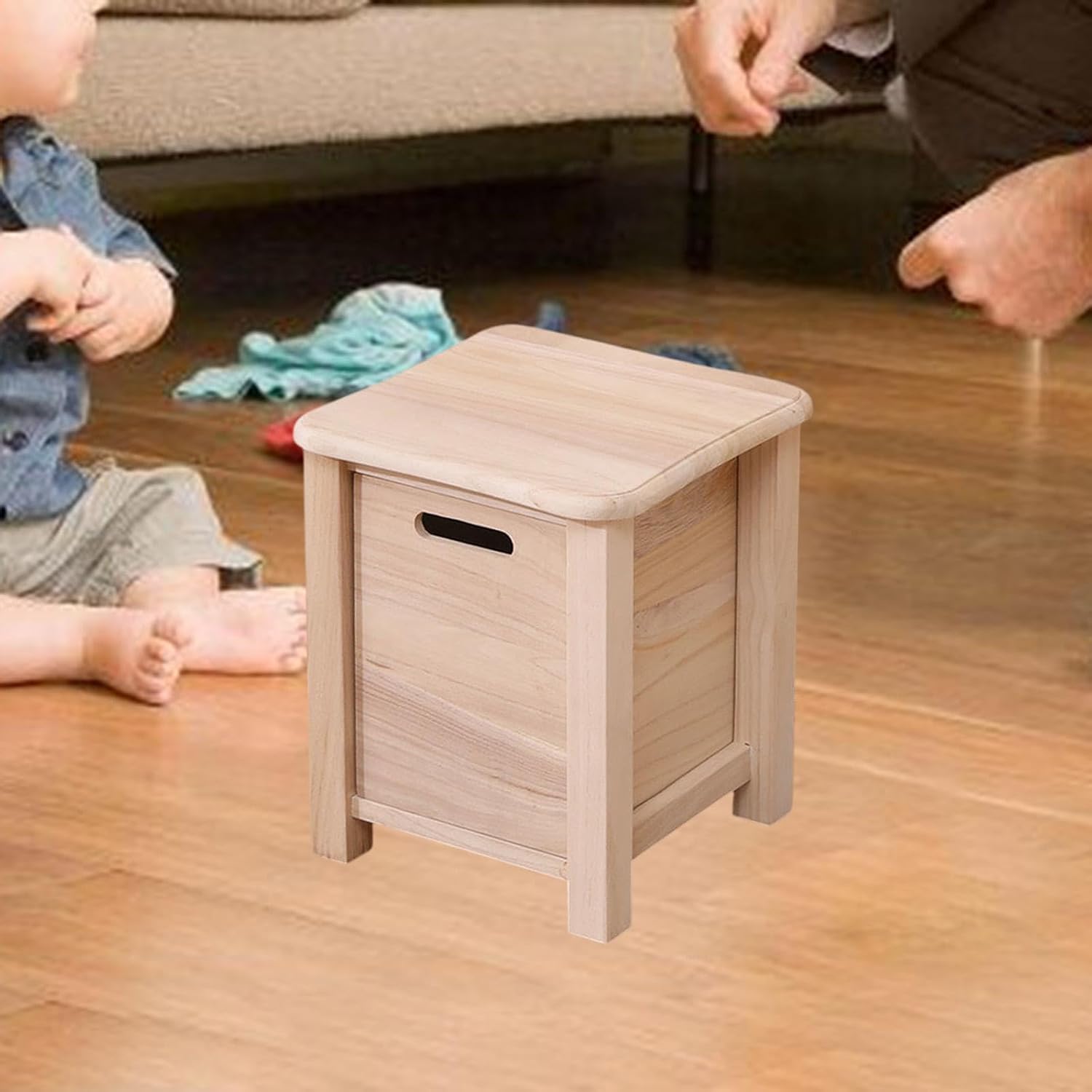 Wooden Foot Stool with Drawer Footstool Garden Display Stand Footrest Ottoman for Doorway Living Room Entryway Bedroom Dorm, 30cmx30cmx35cm