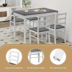 Tangkula Dining Table Set for 4, Farmhouse Solid Wood Dinette Set w/Rubber Wood Legs, Compact Wooden Dining Table and Chairs Set for Kitchen, Dining Room (Grey+White)