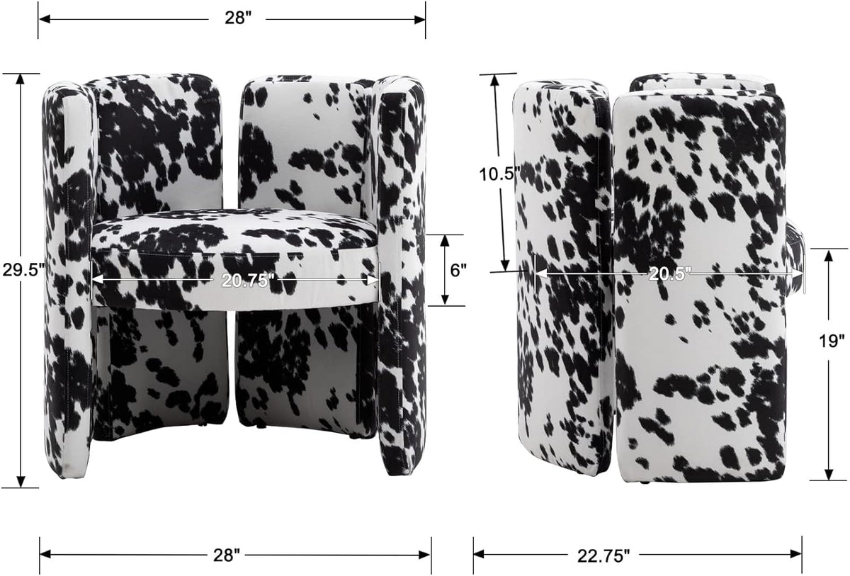 chairus Modern Dining Chairs Set of 2 Unique Sherpa Barrel Chairs Cute Comfy Upholstered Accent Chair for Living Room/Bedroom/Reception, Cow