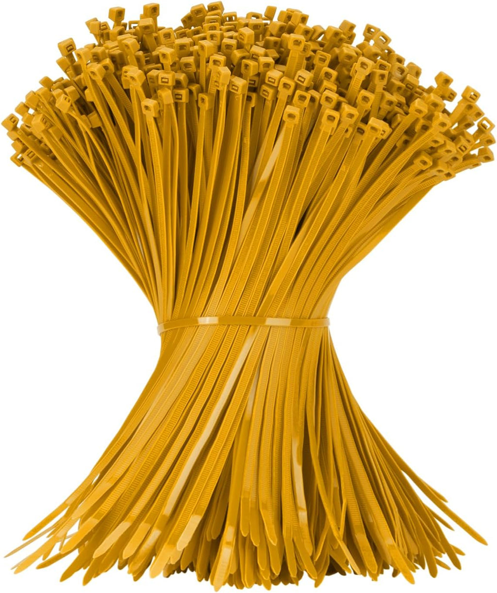 12 Inch Zip Ties Gold 1000 PCS, 50 Lbs- Heavy Duty Tensile Strength, Nylon PA66 UV Resistant Cable Ties for Indoor and Outdoor Use - Ideal for object bundling and fastening