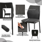Modern Dining Chairs Set of 4, PU Leather Comfortable Upholstered Dining Room Kitchen Side Chair with Black Metal Legs for Living Room Restaurant, Waterproof, Space-Saving (Grey)