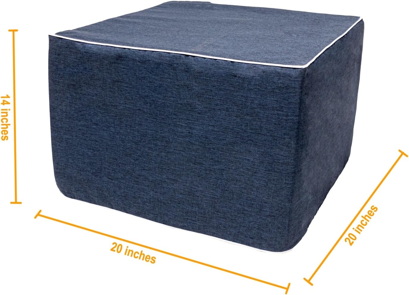 Outdoor Ottoman 20x20x14 Inches Outdoor Square Ottomans for Patio Modern Lightweight Foam Stuffed Pouf Outdoor Footstool Footrest (Navy Blue)