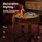 Wine Barrel Table - Whiskey Barrel End Table for Living Room, Cafe, or Office Decor