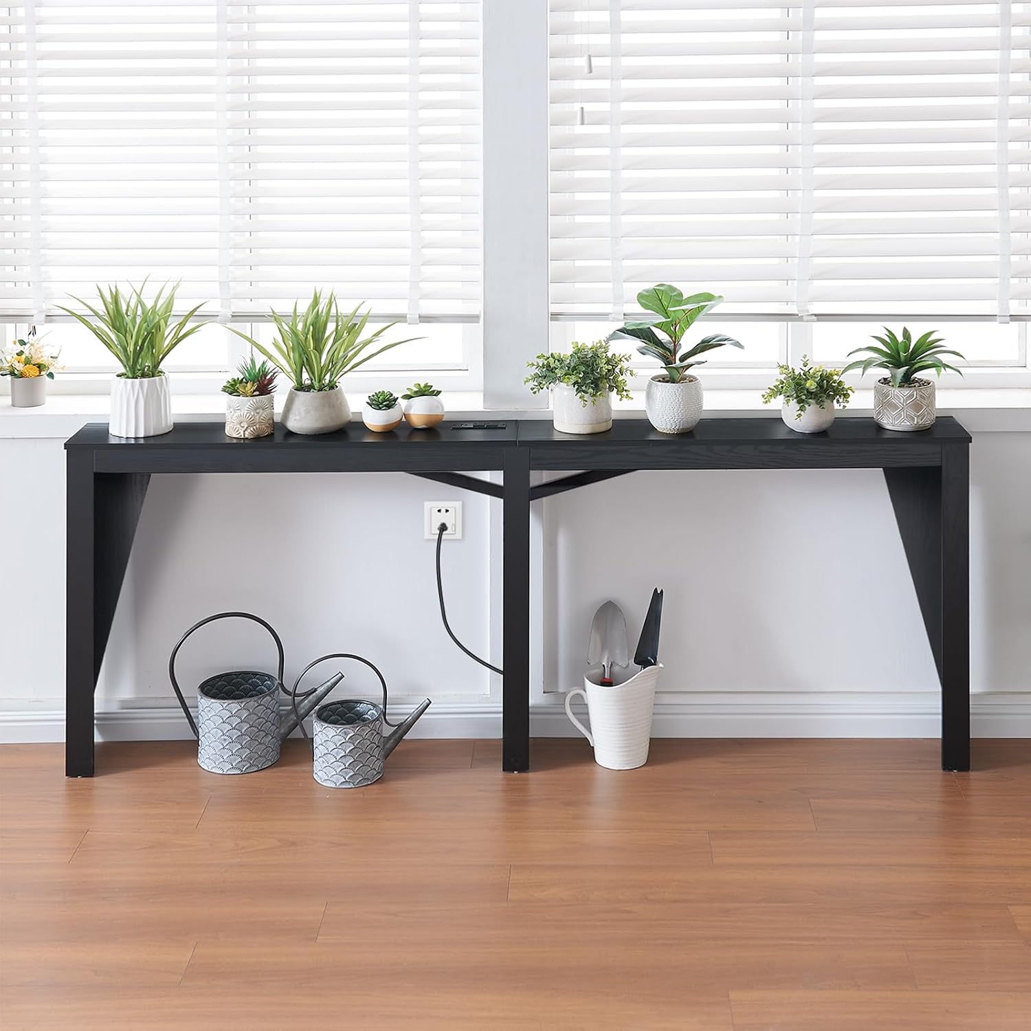 MOHOPE 78.8" Long Console Table with Power Outlets, 7.9" Narrow Sofa Table with USB & Type-C Ports, Skinny Behind Couch Tables with Charging Station, Entryway Table for Hallway, Living Room, Black